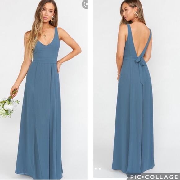 Show Me Your MuMu Dresses & Skirts - Show Me You Mumu Slate Blue Jenn Maxi Dress Size Medium NWT Bridesmaid Formal